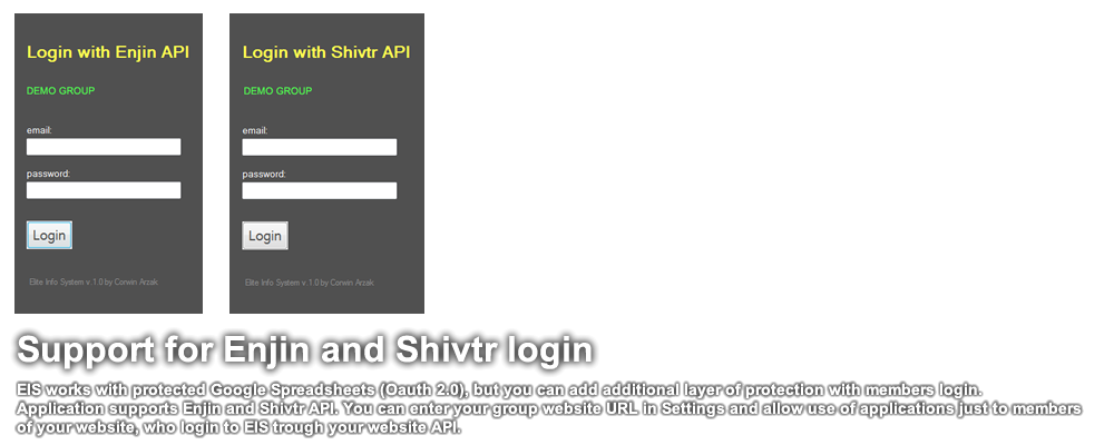 Enjin and Shivtr API login